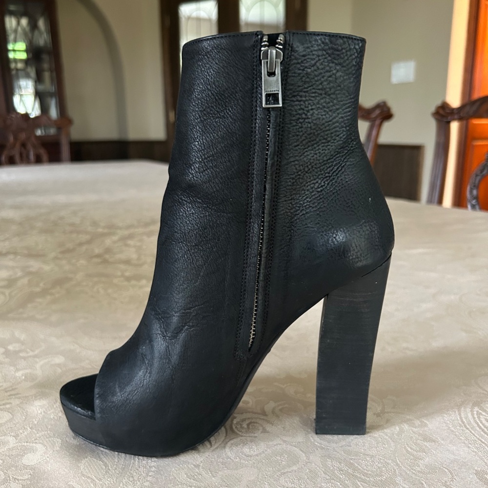 AllSaints Manifest Platform Peep-Toe Ankle Boot, Black, EU 39 / US 8.5